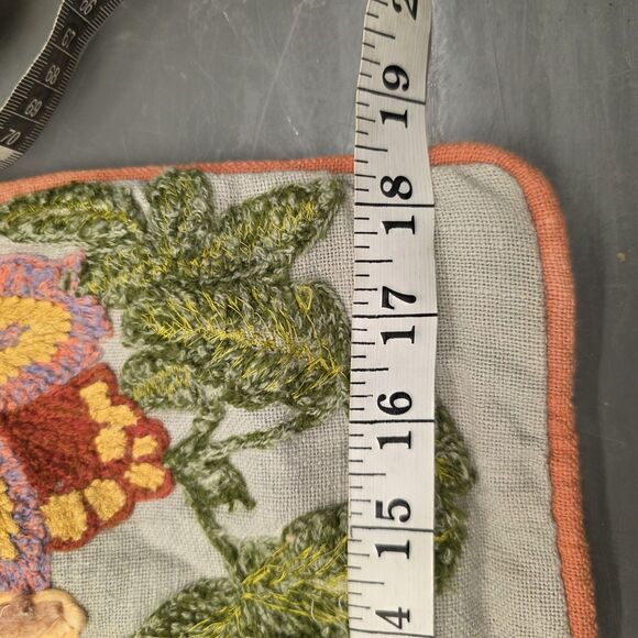 Artistic Accent Floral Print Embroidered Decorative Pillow Cover 18x19 In... - Picture 10 of 12